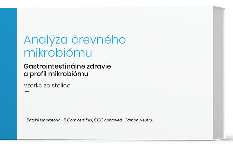 Fotka krabičky testu na analýzu črevného mikrobiómu